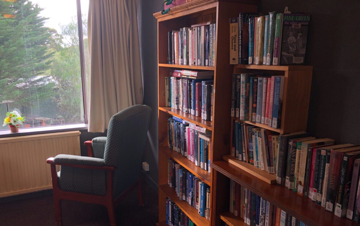 Bookshelves with arm chair