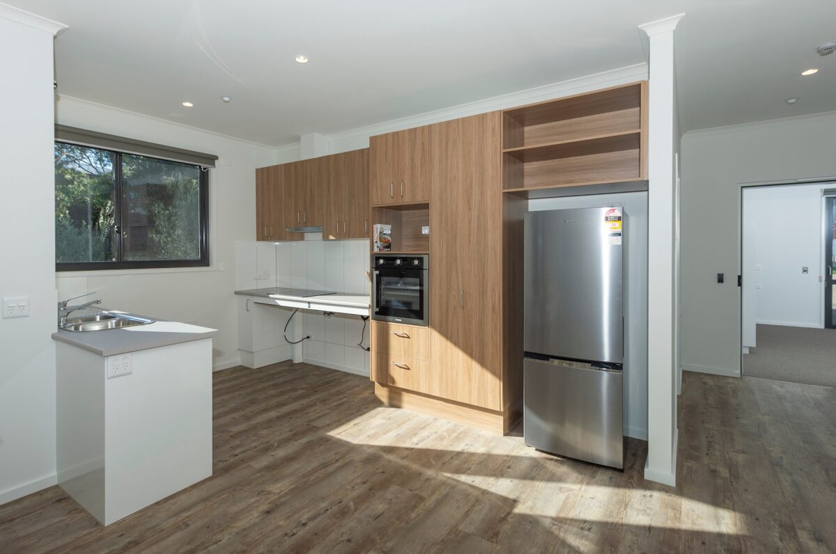 Accessible kitchen at McCrae, Mornington Peninsula SDA residential vacancy.