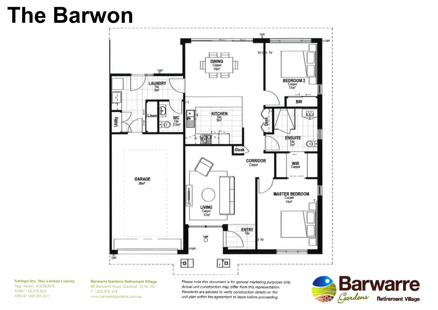The Barwon floor plan, Barwarre Gardens Retirement Living