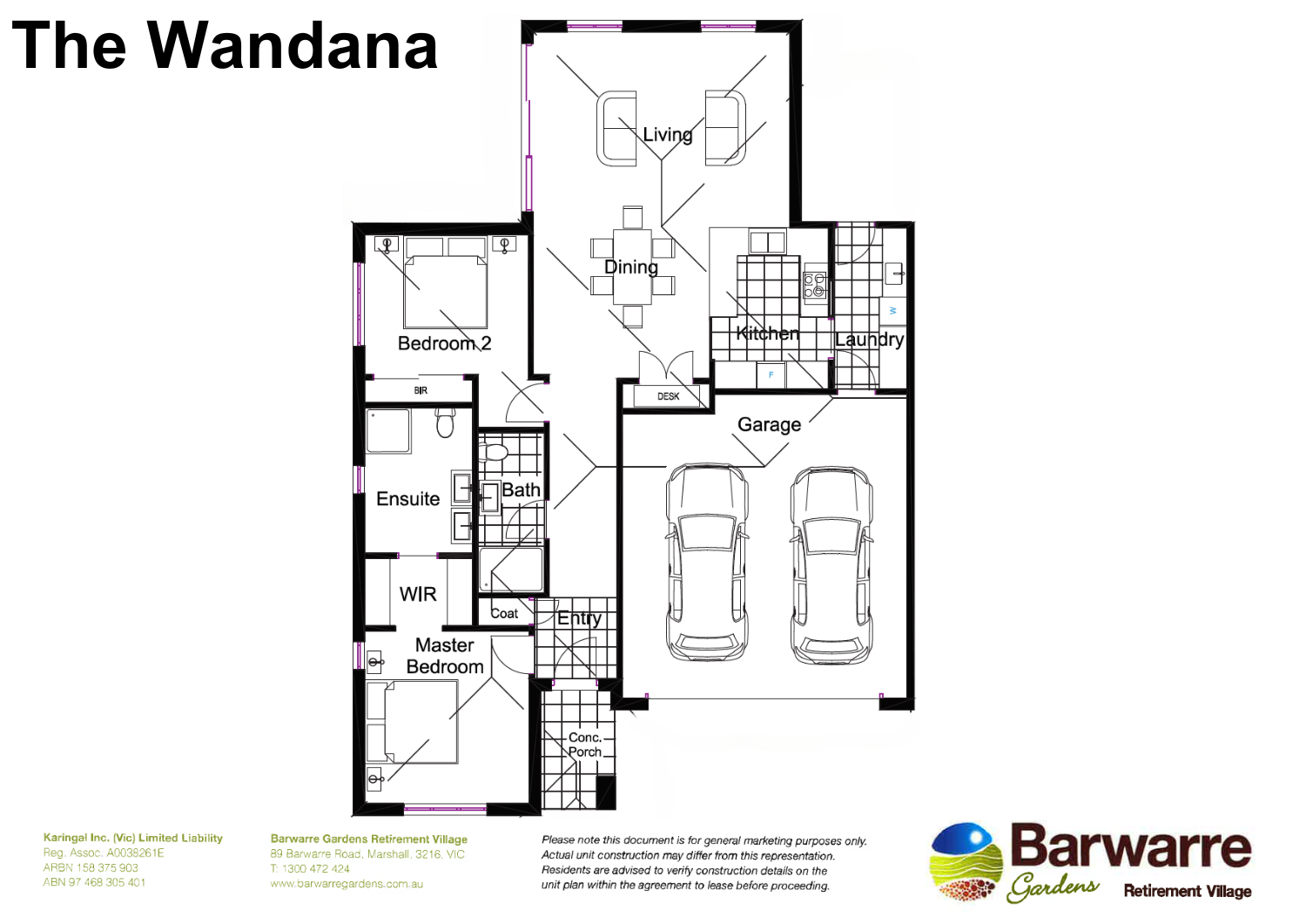 The Wandana floor plan, Barwarre Gardens Retirement Living